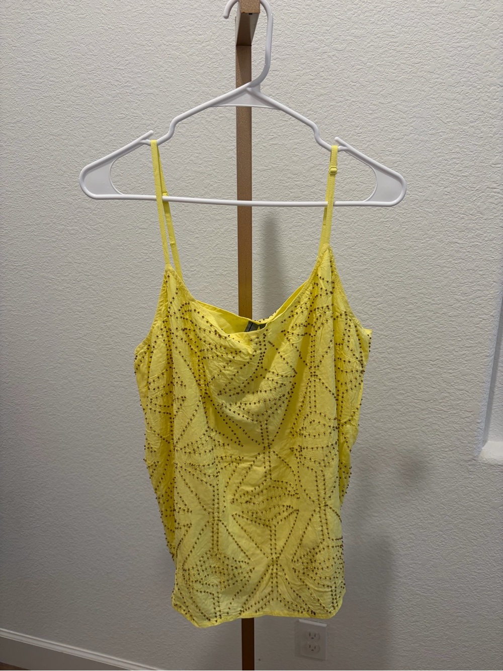 Blank London Yellow Beaded Spaghetti Strap Women’s Tank Top size large nwt